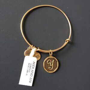 NWT Alex and Ani Y Initial Letter Gold Charm Bracelet  Bangle boho 739